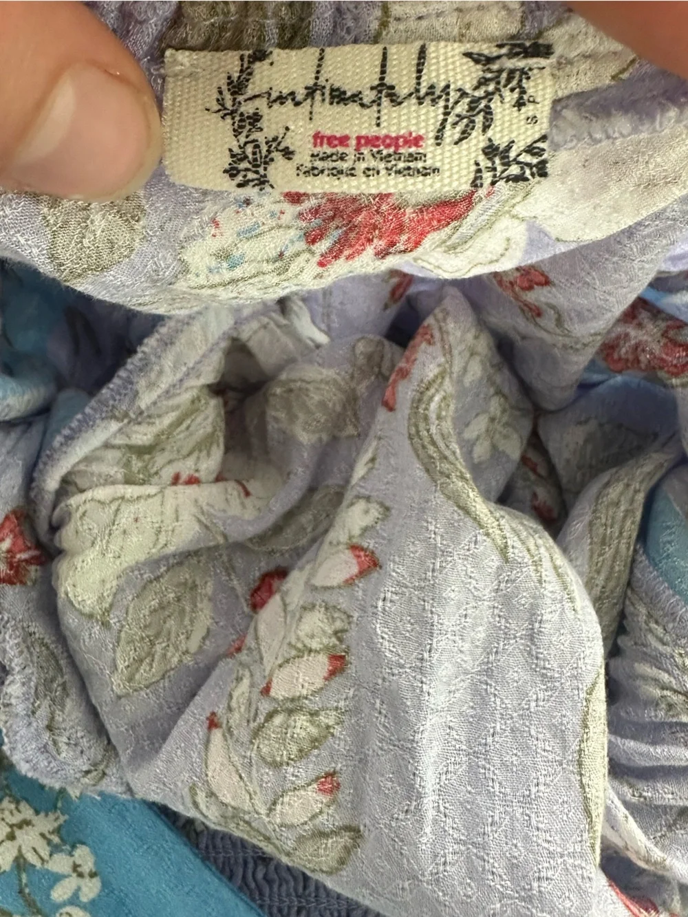 Free People Lavender Floral Slip Dress with Turquoise Trim - Picture 6 of 8